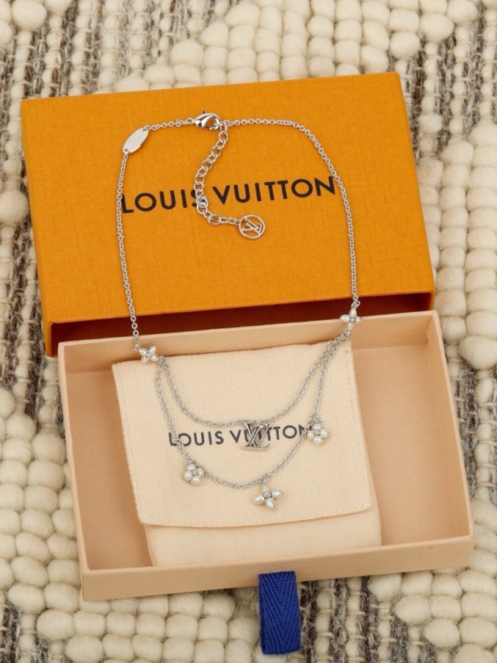 Louis Vuitton Gold-Tone Flowergram Pendant Necklace